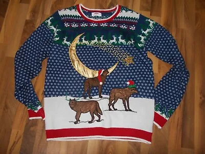 $19.99 • Buy COYOTE Moon Extra Large  Ugly Christmas Sweater NWT MENS XL 42-44 Blue Red Gold