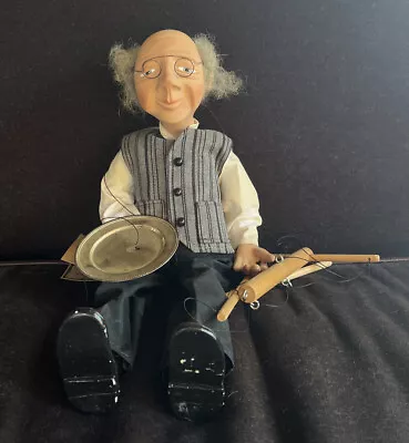 Vintage Marionette String Puppet Hand Made E.M. Klier Waiter West Germany Signed • $58