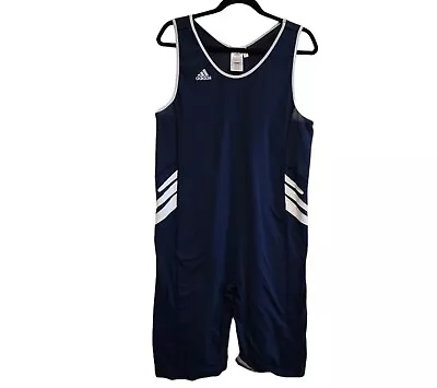 Adidas Blue 3 Stripes Wrestling Singlet Nylon/Spandex Adult Mens 3XL • $24.99