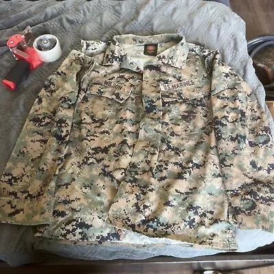 USMC Medium Regular MR Woodland MARPAT Cammies Blouse Top Marine Corps Tattered • $7.95