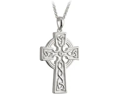 Solvar Men’s Celtic Cross Necklace Sterling Silver 2 Sided 20 Inches Chain Irish • $109.90