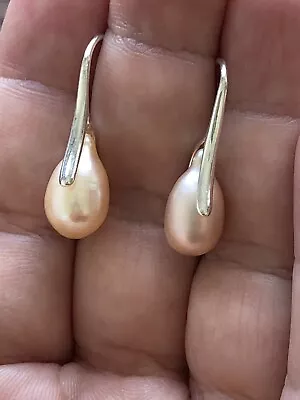 $27.50 • Buy Genuine Pink Pearl 925  Sterling Silver Minimal Drop Dangle Teardrop Earrings