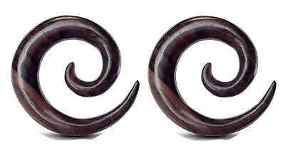 Pair Wood Spirals Tapers Ear Plugs Tunnels Gauges 8g 4g 2g 0g 00g 1/2 9/16 5/8 • $18.49