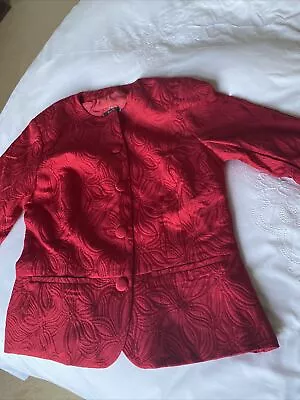 Red Collarless Jacket Size 10 By Damart Happy D • £2.49