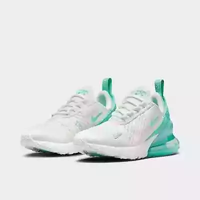 Nike Air Max 270 GS Kids Trainers Summit White/Emerald Rise • $174.09