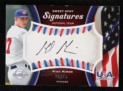 2008 Sweet Spot Ball Red & Blue Stitching Black Ink /16 Mike Minor #USA-MM Auto • $30.15