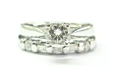 $3250 • Buy The Zales Platinum Octagon & Multi Shape Diamond Wedding Set .92Ct I-VS2 IGI