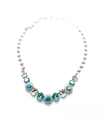 Necklace By Mariana Shimmering Sapphire And Aquamarine Swarovski Crystals • $209