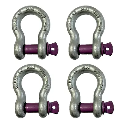 4x Lifting Shackle WLL 2 Ton Galvanised Screw Pin Tested Alloy Bow Shackles • £13.99