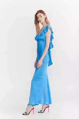 Olivia Rubin Rex Blue Slip Maxi Dress Satin Cocktail Party UK 14  RRP £380 • £59