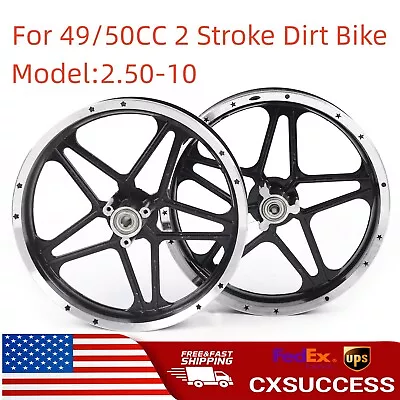Front Rear Tire Wheel Rim Hub Assembly 2.50-10 For 49/50CC 2 Stroke Dirt Bike  • $56.05
