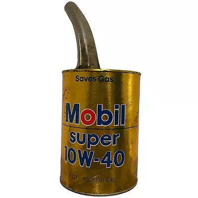 Vintage VTG Mobil SUPER 10W-40 Motor Oil All 1 Quart Can Empty • $39.88