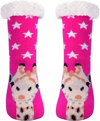 £10.99 • Buy Fluffy Slipper Socks Womens One Size Pink Anti Slip Animal Socks Girls