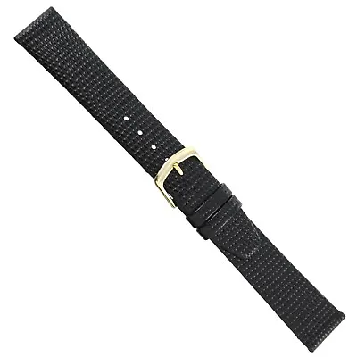 17mm Hadley-Roma Black Lizard Grain Genuine Leather Mens Watch Band Regular 706 • $19.95