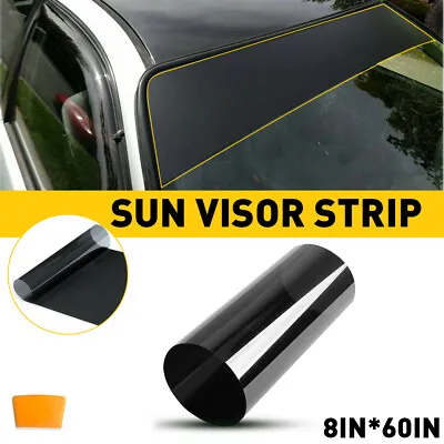 Car Front Visor Sun Strip Film Tint Windshield UV Shade Banner Black Accessories • $9.49