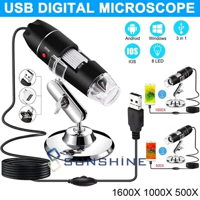 1600X 1000X Zoom HD 1080P USB Microscope Digital Magnifier Endoscope Video Cam • $21.79