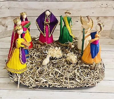 Mexican CORNHUSK NATIVITY 10 Pcs Nacimiento Artesanal Mexicano En Hoja De Maiz • $25