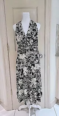 Evan Picone Women's Light Beige Black Sleeveless Stretch Fit And Flare Dress  14 • $8.99