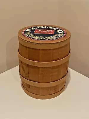 Vintage Nabisco Holiday Classics Wooden Barrel Maine Bucket Advertising Display • $34.99