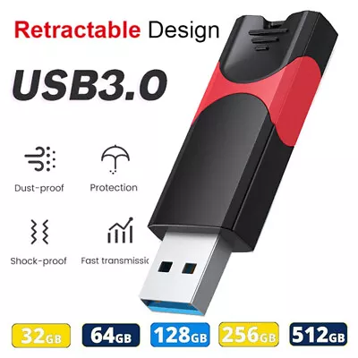 USB 3.0 Flash Drive High Speed Retractable USB Memory Stick 32GB 64GB 128GB LOT • $5.99