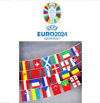 8 Metre's 24 X Euro 2024 Flags European Nations Fabric Bunting Banner Bar Decor • £5.95