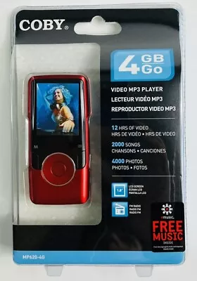 Coby MP620 4 GB Red MP620-4G MP3 Video Photos Digital Media Player FM Radio NEW • $24.99