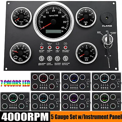 5 Gauge Set With Instrument Panel Tachometer 4000RPM For Marine Boat Yacht • $172.62