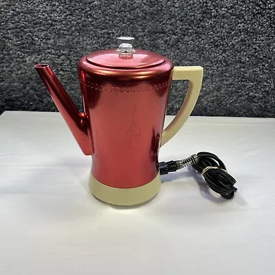 Vintage Red West Bend Flavo-matic 8 Cup Aluminum Percolator Electric Coffee Pot • $45