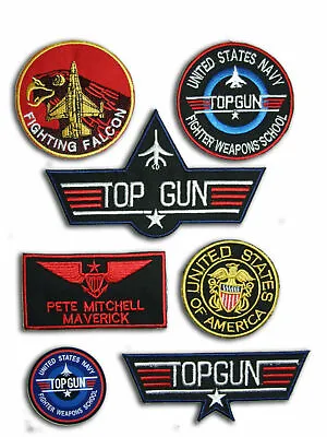 Pete Mitchell US Pilot  T GUN  FANCY DRESS Patches - Iron-On Patch Mega Set  006 • $15.82