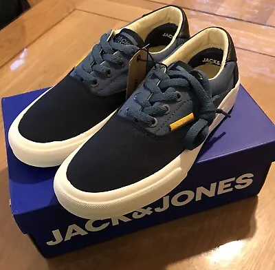 £24.90 • Buy Jack Jones JrMork Canvas NavyBlazer Sneakers Trainers Shoes NEW UK Size 1