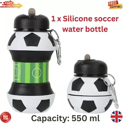 Silicone Collapsible Water Bottle For Kids BPA Free Leak Proof Flask 550ml /19oz • £11.39
