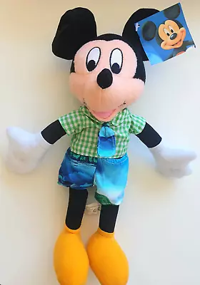 Disney Mickey Mouse Bean Bag Short Plaid Shirt Neck Tie Plush Soft Stuffed Doll • $15.66