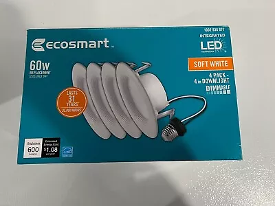 NEW EcoSmart 4” White Integrated Dimmable LED Recessed Trim Soft White 3 Pack • $9.97