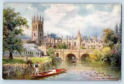 Oxford England Postcard Magdalen College From Cherwell C1910 Oilette Tuck Art • £14.43