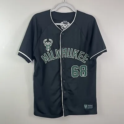 Milwaukee Bucks Baseball Jersey Black Green Ultra Game Button Up Size M Rare • $29.95