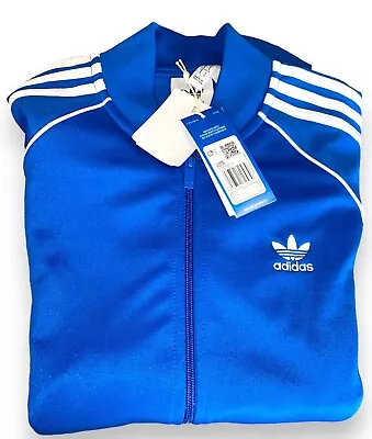 Adidas Originals SST Track Jacket Blue White Zip Up Top Three Stripe Men's Small • £39.99