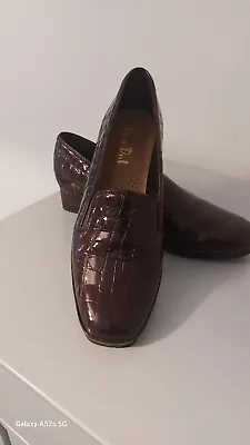 Van Dal Patent Leather Wedge  Loafer Shoes UK Size 4.5 Burgundy New • £25