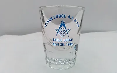 Vernon Ct Table Lodge Af & Am Double Shotglass Vintage 1989 Masonic Freemasonry • $19.99