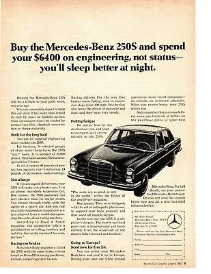1967 Mercedes-benz 250s ~ Original Print Ad • $11.95