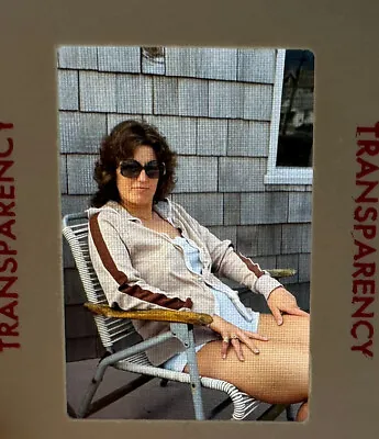 Vtg 70's Found Photo Color Transparency Slide Film Sexy Woman Shorts Lawn Chair • $25.68