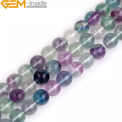 Rainbow Fluorite Healing Natural Gemstone Round Loose Beads Jewelry Making 15  • £14.76