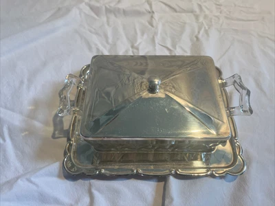 £10 • Buy Antique Glass And Metal Butter Dish