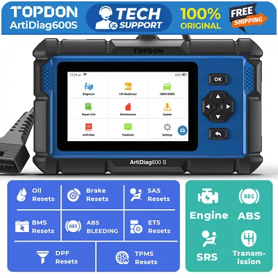 TOPDON ArtiDiag600S Car Diagnostic Tool OBD2 Scanner ABS SRS EPB SAS Code Reader • $150.99