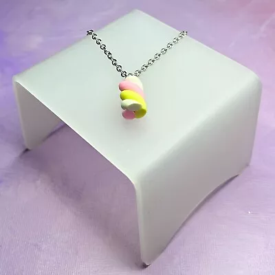 Flump Marshmallow Pendant Necklace - New With Tags - Cute Fun Unusual - Original • £1.99