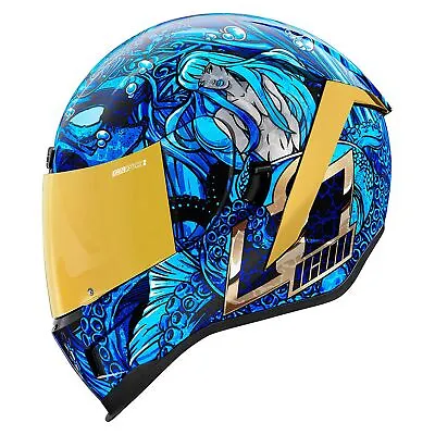 Icon Airform Ships Company Motorcycle Helmet Blue • $140.02