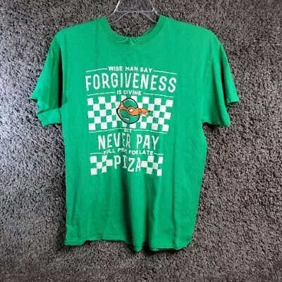 TMNT T-Shirt L Michelangelo's ( Never Pay Full Price For  Late Pizza   Green • $13