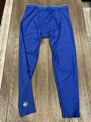 Mens Jock Nautica 3/4 Thin Shiny Spandex Tights Compression Pants Large Blue • $19.50