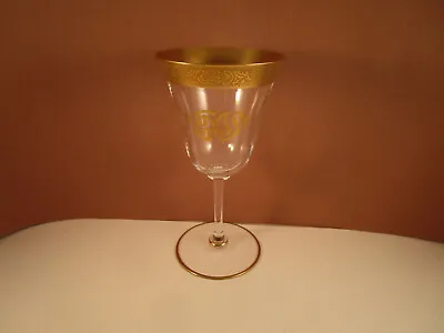 Vintage Tiffin Minton Gold Encrusted Monogram M Water Goblet Wine Glass • $19.99