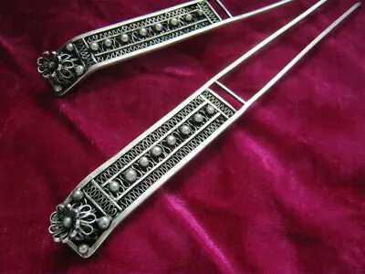 Retro Classical Hair Accessories Handmade Hollow Out Miao Silver Hairpin 1piece • $25