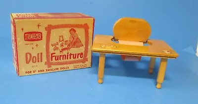 Strombecker USA Wood Doll Furniture #153 Doll Tender Pink Seat & Decals & Box Rj • $24.99